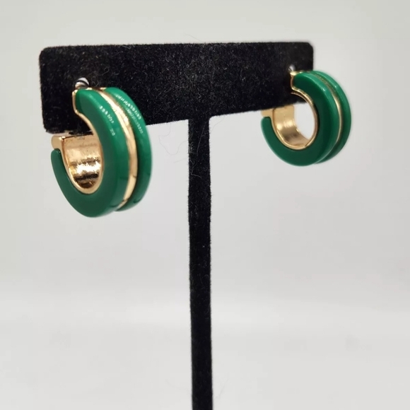 Lot Of 3 Pairs Bijou BRIGITTE Pierced Earrings Butterfly Gold Nugget Green Hoop - Picture 8 of 15